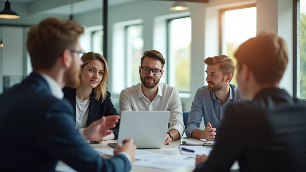 Modernes Lernumfeld mit Fachleuten, die zusammen an kritischem Denken arbeiten