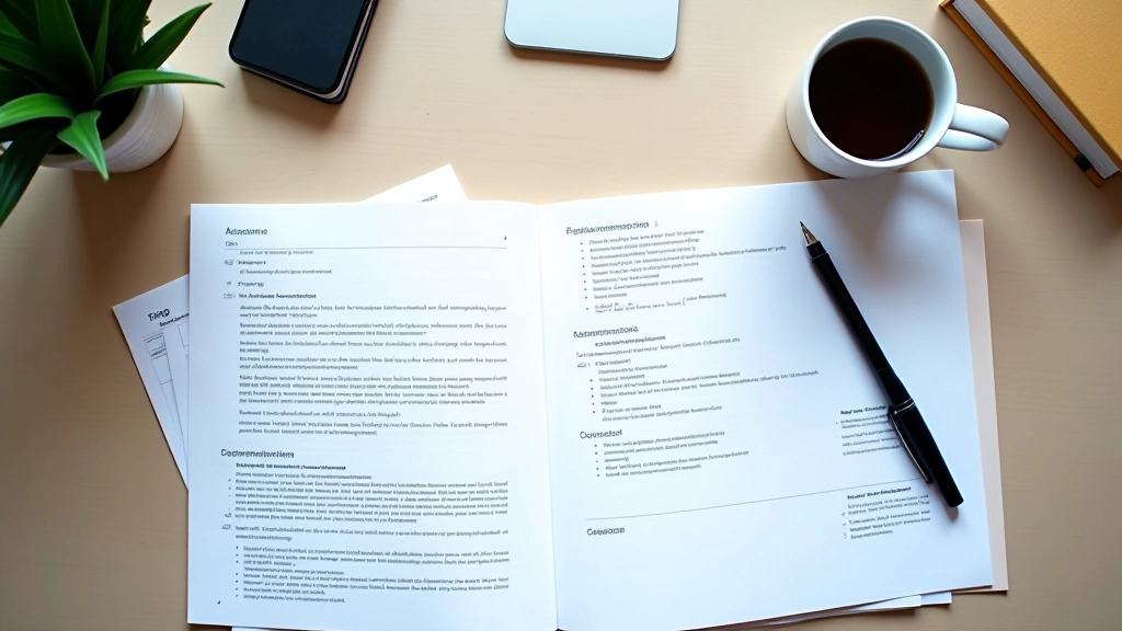 Schreibtisch mit verschiedenen Dokumenten, Diagrammen und analytischen Notizen, konzentriertes Arbeitsumfeld